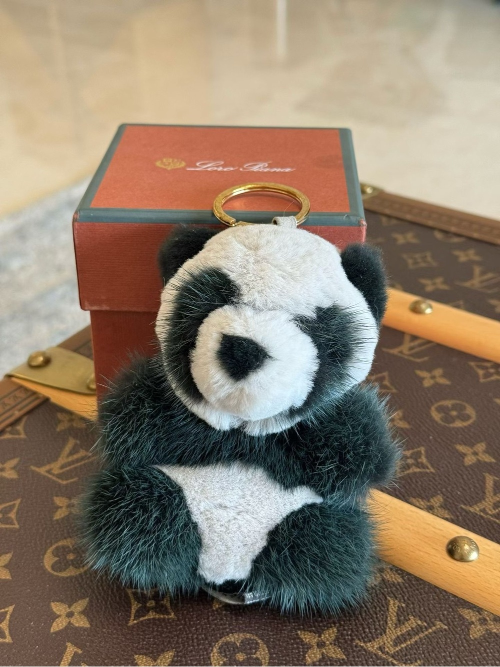 Loro Piana Green and White Fur Pom Pom Charm